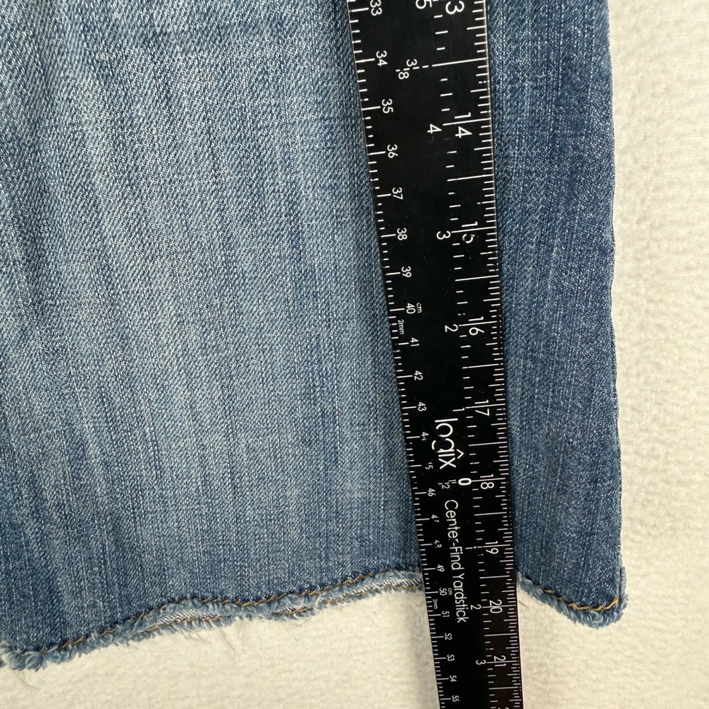 Banana Republic Denim Skirt Womens 0 Medium Wash Blue Raw Hem Y2K Flap Pockets - Picture 6 of 9